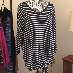 Blue and white striped sweater